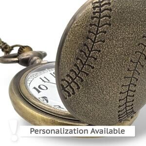 Baseball Pocket Watch – Vintage Look Sports Gift, Player MVP Award, Ball Glove